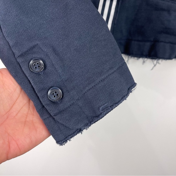 Vintage Adidas Logo Crest Blazer Jacket Navy Blue Women's Size Small Distressed - Picture 7 of 10